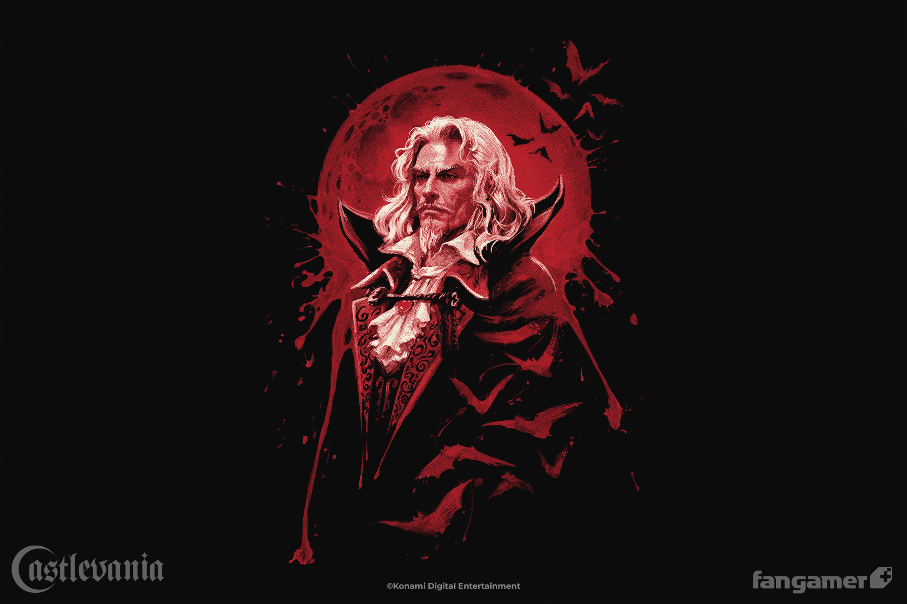 悪魔城ドラキュラ」- 真紅の月 ロングスリーブTシャツ - Fangamer Japan 悪魔城ドラキュラ」- 真紅の月 ロングスリーブTシャツ - Fangamer Japan