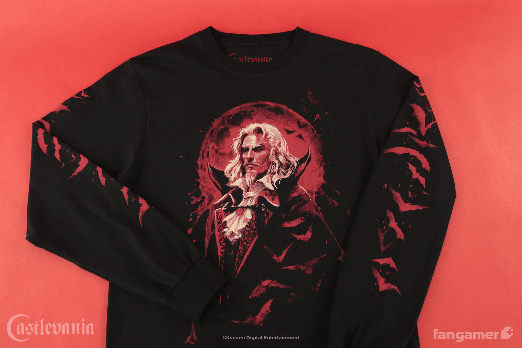悪魔城ドラキュラ」- 真紅の月 ロングスリーブTシャツ - Fangamer Japan 悪魔城ドラキュラ」- 真紅の月 ロングスリーブTシャツ - Fangamer Japan